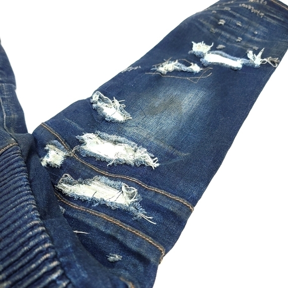 EMBELLISH Men's 34 Distressed Biker Streetwear Jeans with Paneled Stitching - Picture 5 of 16